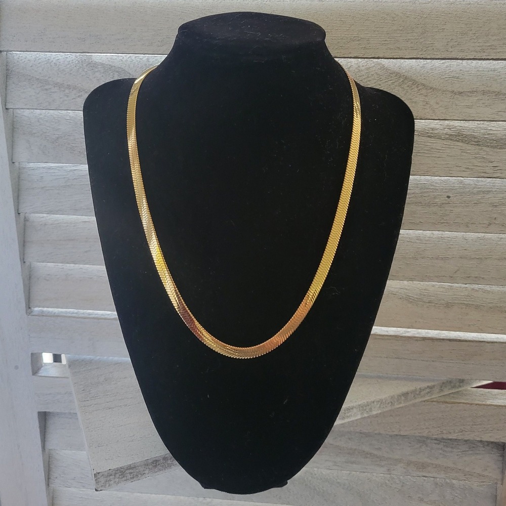 Jennifer Zeuner Hamilton 14k Yellow Gold IP Plated Herringbone Chain Necklace